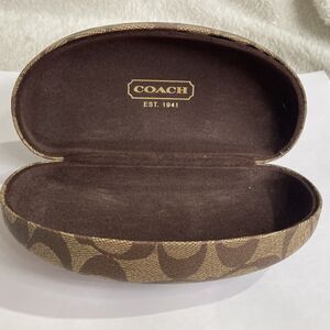 Coach signature C print hard clamshell sunglasses case in brown LARGE